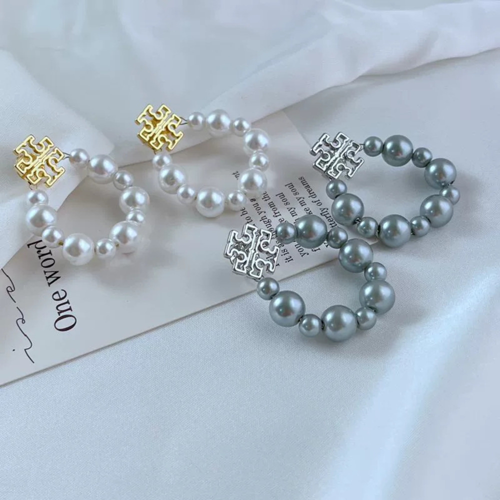 Tory Burch Large and Small Pearl Drop Earrings